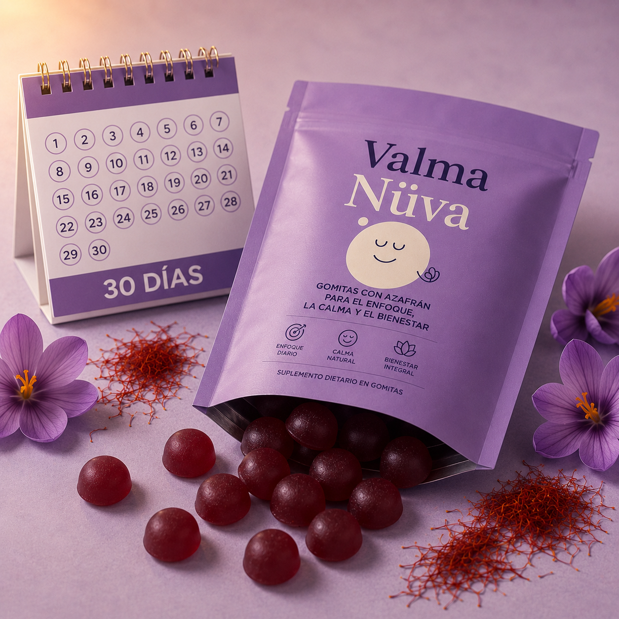 Envase de Valma Nüva con calendario de 30 días